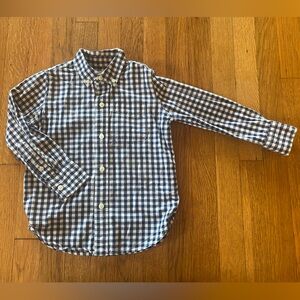 GAP Kids Navy and White Gingham Button Down Shirt